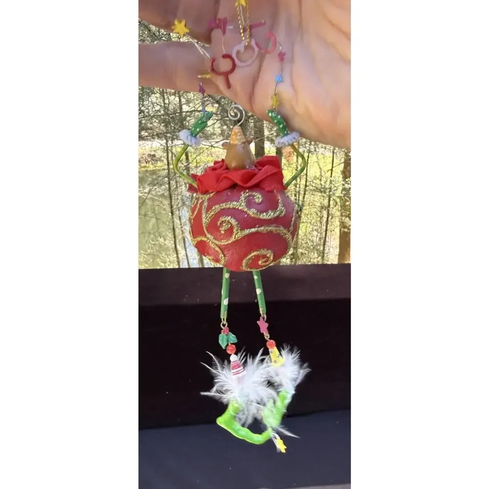 Vintage Katherines Collection Dangle Leg Joy Bear Christmas Ornament Rare! -K2